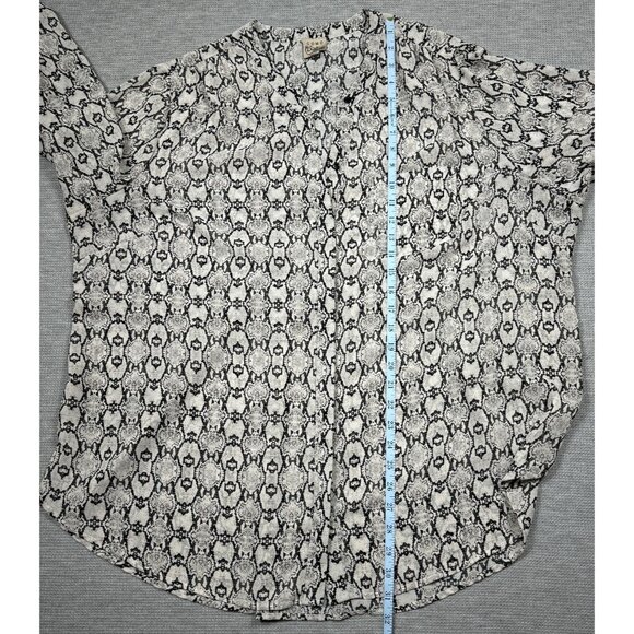 Como Vintage Womens Snake Print Blouse 2X Black Gray Long Sleeve Semi-Sheer - Picture 11 of 15